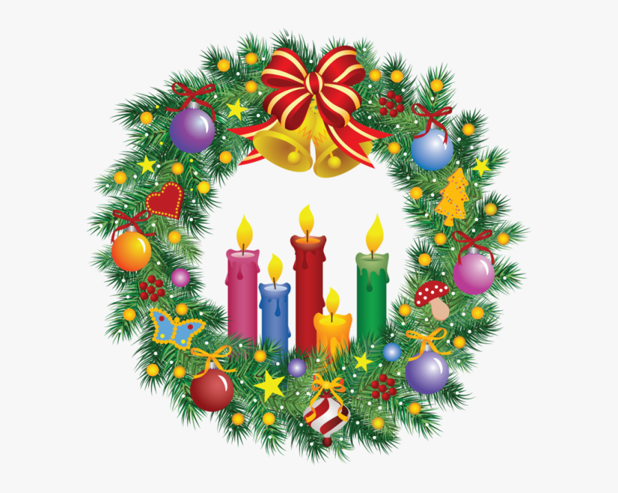 Christmas Wreath With Candle Clipart, Transparent Clipart