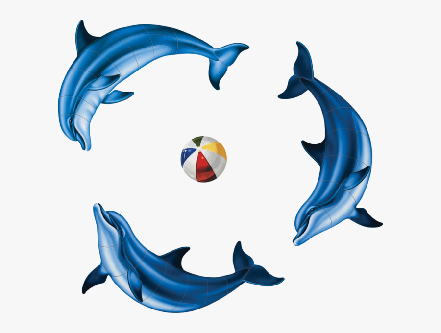 Porc Dg35 6 Dolphin Group Porcelain Pool Mosaic - 3 Dolphin Mosaic Pool Tile, Transparent Clipart