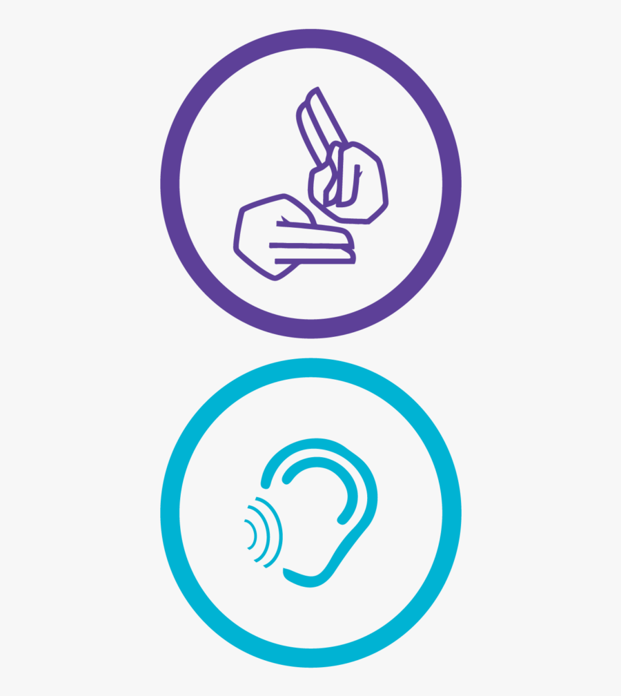 Icons For Sign Language And For Hearing Loss, Both - Circle, Transparent Clipart