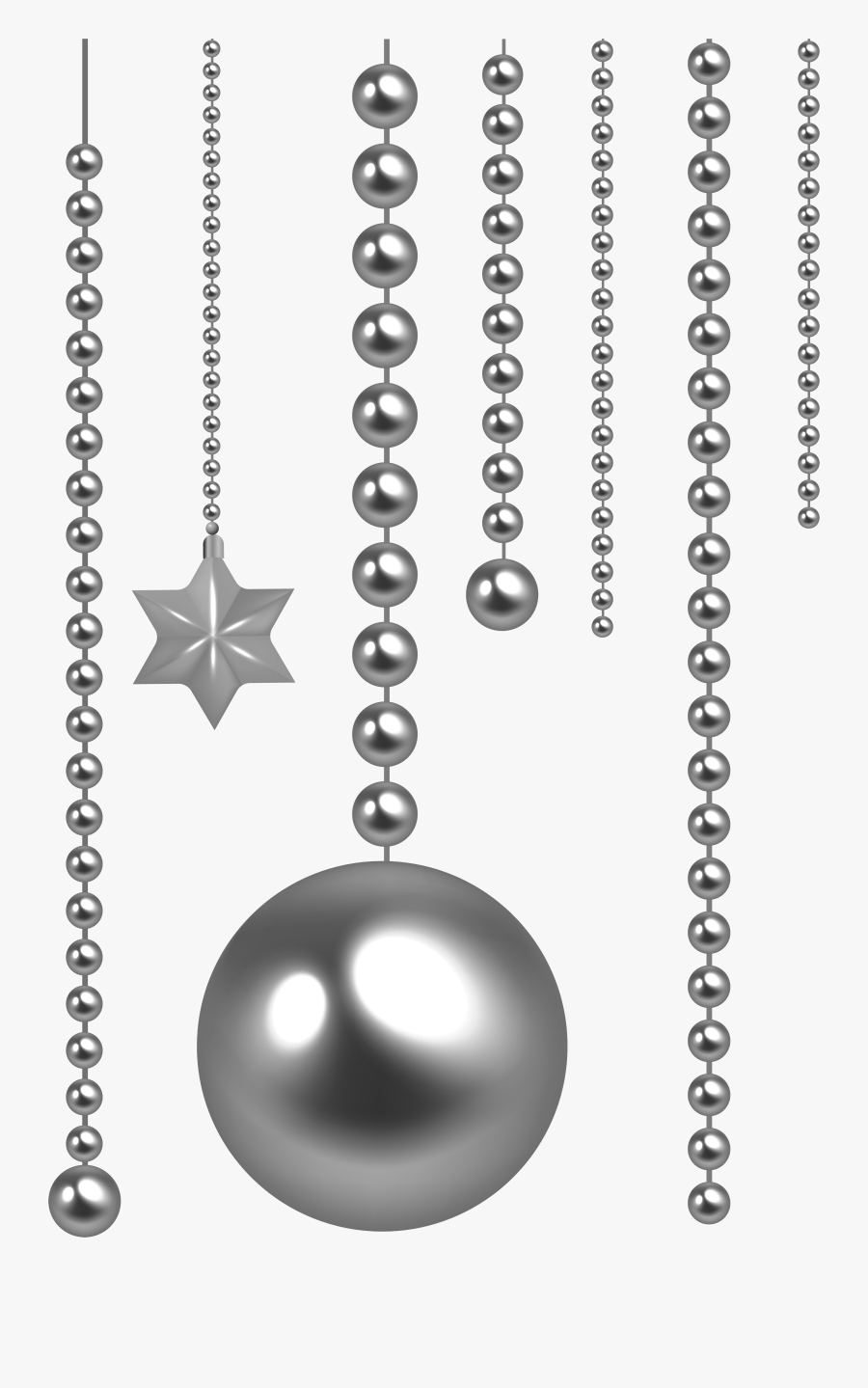Christmas Silver Beads Png Clip Art Image - Portable Network Graphics, Transparent Clipart
