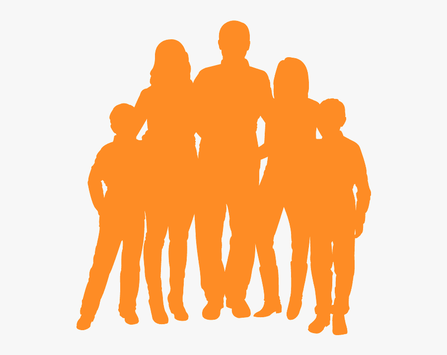 Silhouette Family Of 5, Transparent Clipart