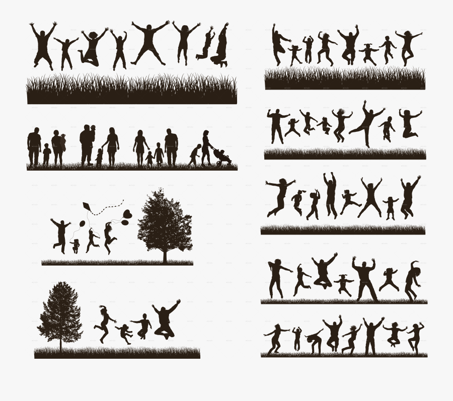 Transparent Family Silhouette Png - Transparent Silhouette Family Of 6, Transparent Clipart