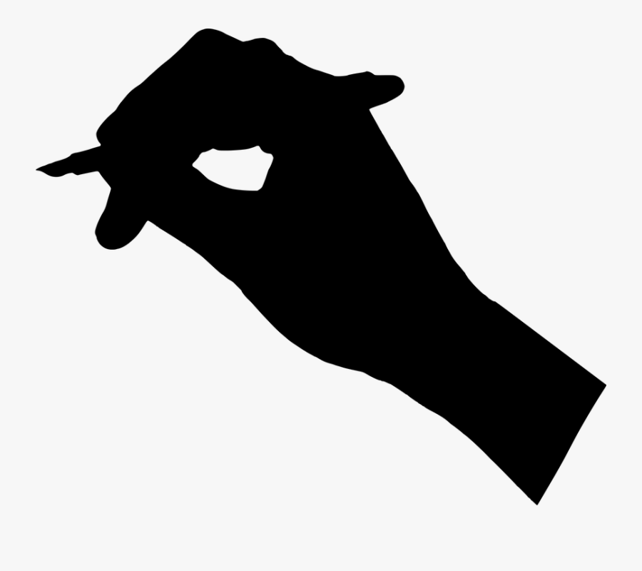 Hand Holding Pen Silhouette , Transparent Cartoons - Hand Holding Pen Silhouette, Transparent Clipart