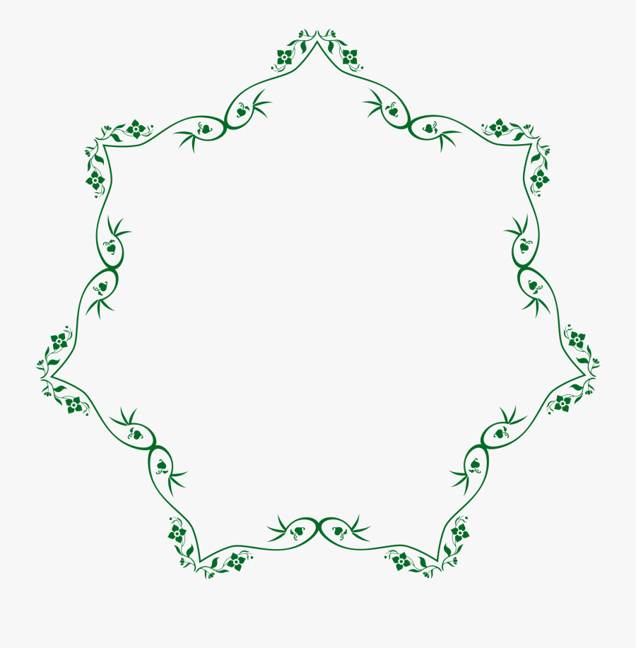Green,leaf,line Art,ornament,plant,clip Art - Transparent Swirl Flower Border Png, Transparent Clipart