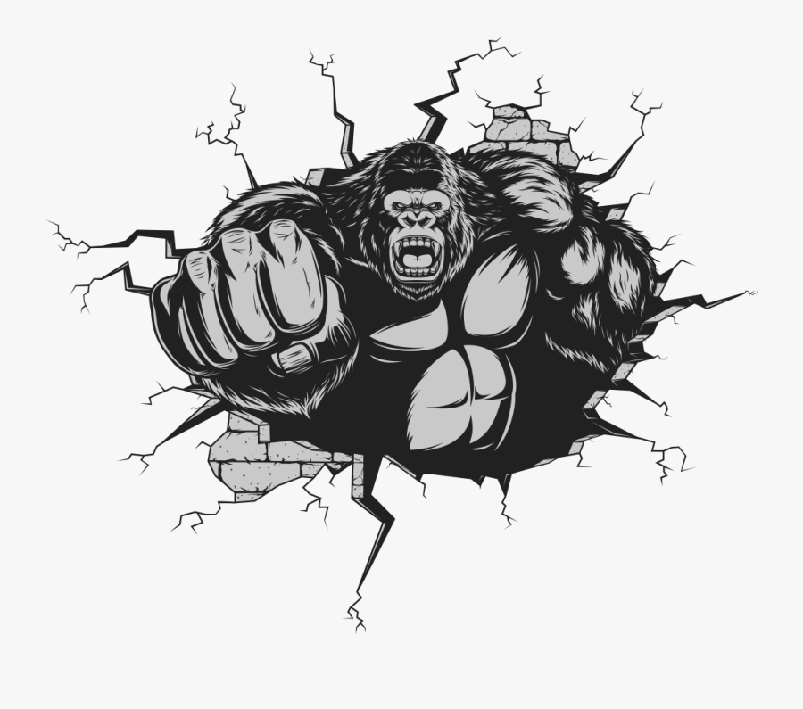 Transparent Angry Gorilla Clipart - Angry Gorilla Gorilla Vector , Free
