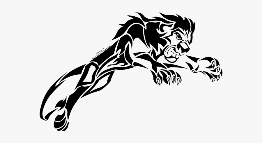 Lion Attack Black And White, Transparent Clipart