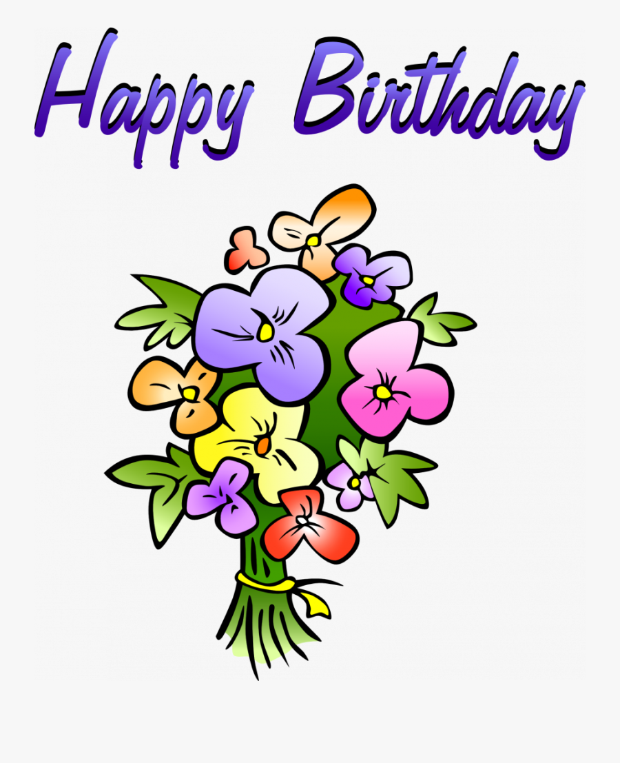 Happy Birthday Cartoon Flowers, Transparent Clipart