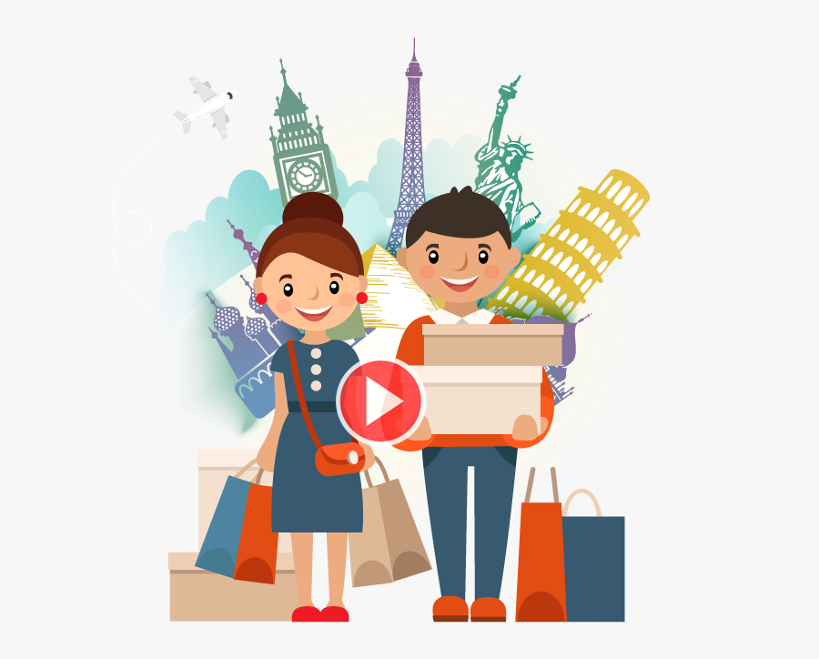 Men And Women Shopping Cartoon, Transparent Clipart