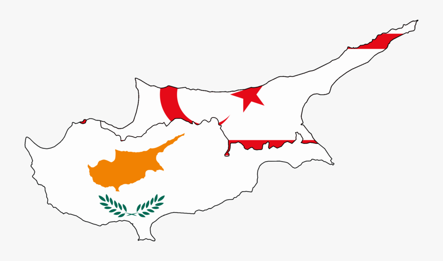 Flag Map Of Cyprus And Turkish Northern Cyprus - Northern Cyprus Flag Map, Transparent Clipart