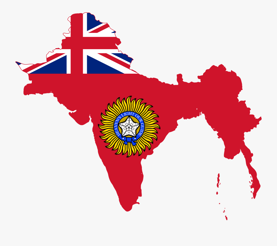 Flag Map Of British Raj - British India Flag Map, Transparent Clipart