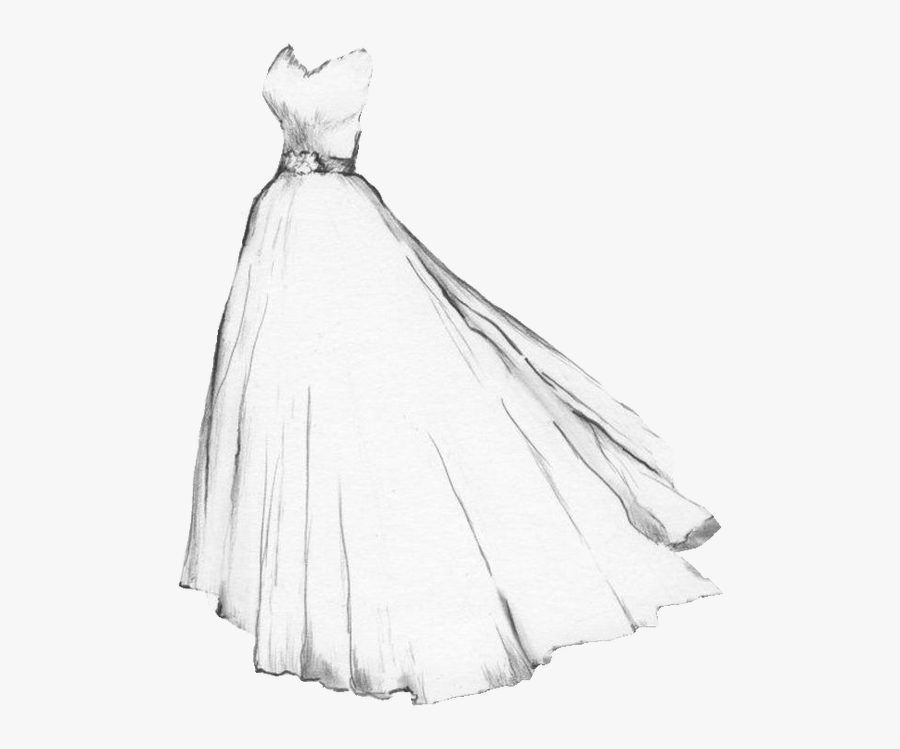 Clip Art Sketch Of Dresses - Wedding Dress Sketch Transparent Background, Transparent Clipart