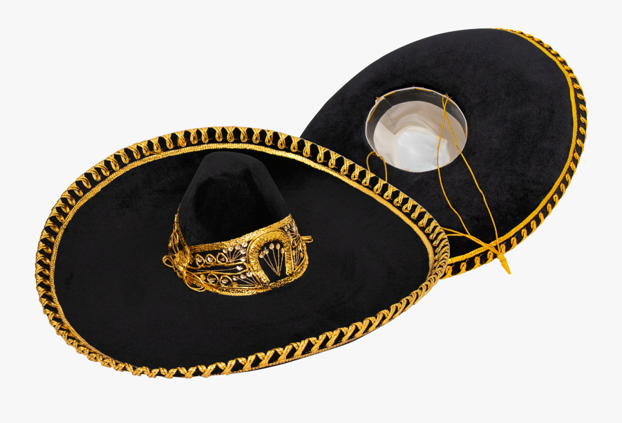 Mariachi Sombrero Black Gold, Transparent Clipart