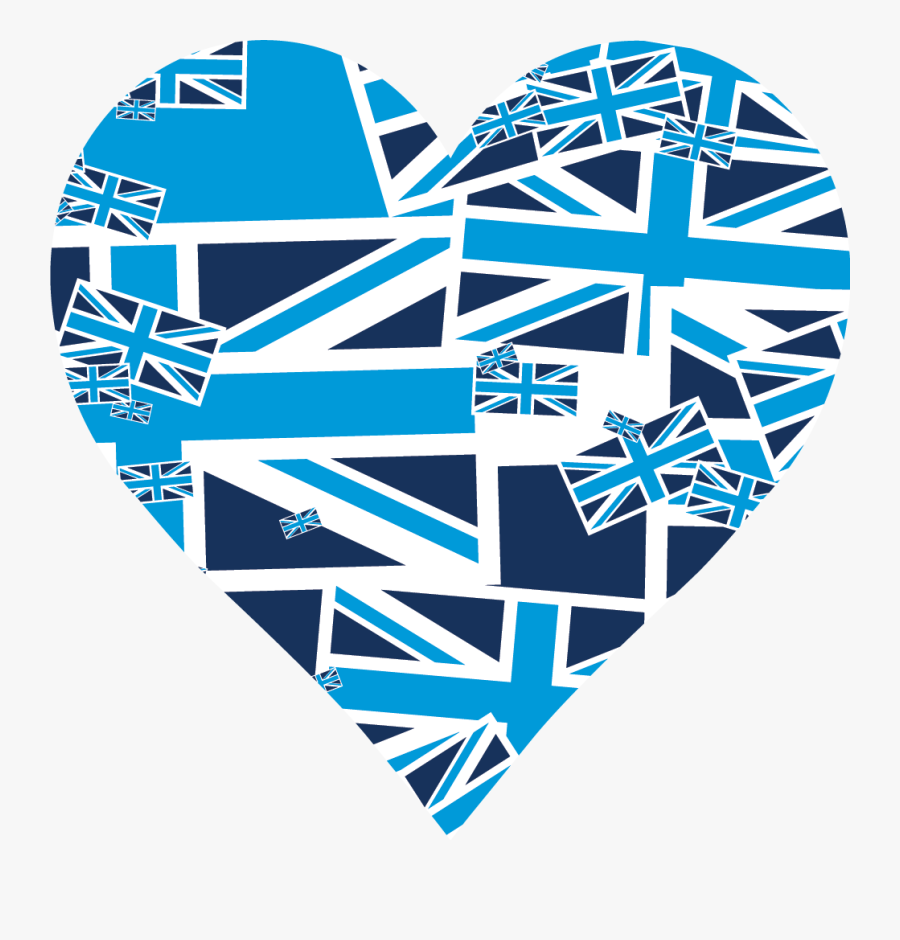 Light And Dark Blue Heart Union Jack Flags Collaged - Circle, Transparent Clipart