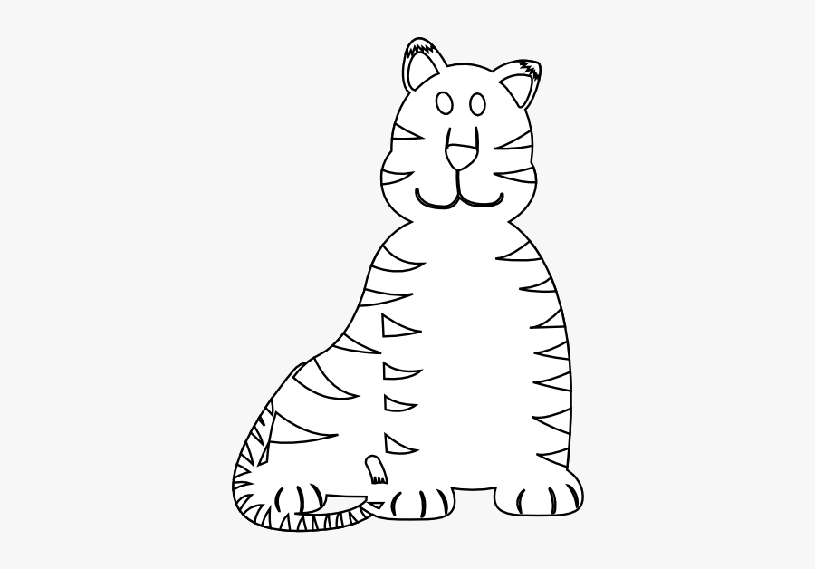 Colorful Animal Tiger Black White Line Art 555px - Illustration, Transparent Clipart