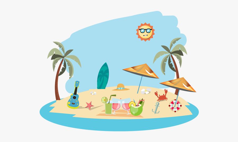Clip Art Summer With Elements Hot - Beach Illustration Png, Transparent Clipart