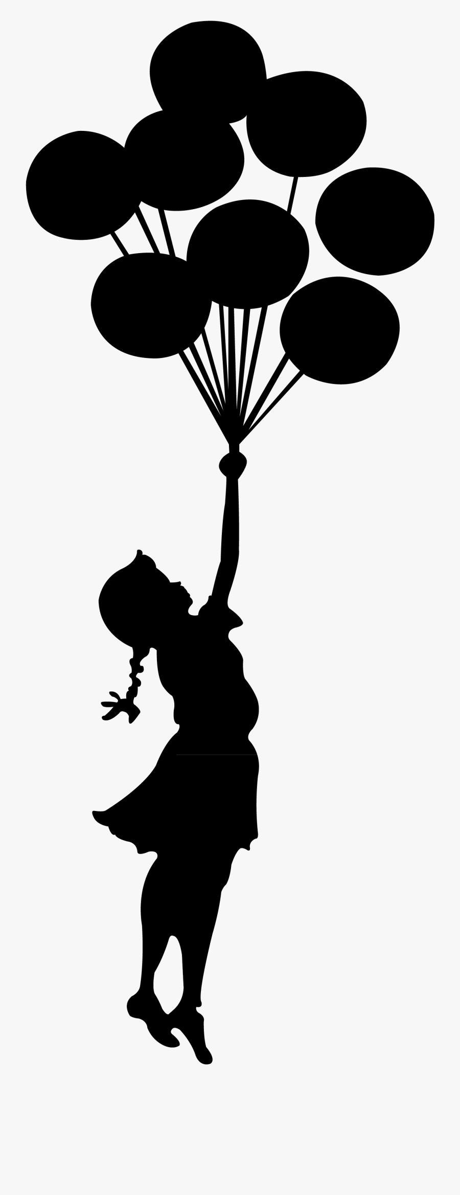 Girl Dancing With Umbrella Silhouette - Petite Fille Avec Ballon, Transparent Clipart