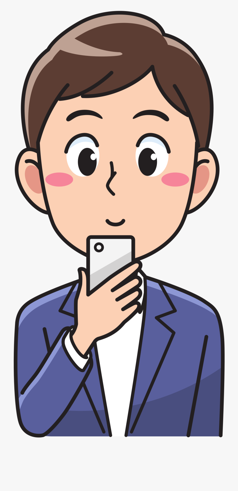 This Free Icons Png Design Of Man Using A Smartphone - Man Using Smartphone Png, Transparent Clipart