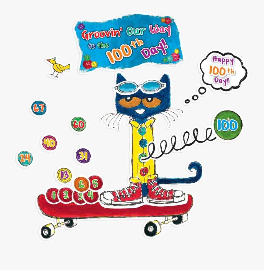 Tcr62384 Pete The Cat 100 Groovy Days Of School Bulletin - Pete The Cat 100 Days Of School, Transparent Clipart