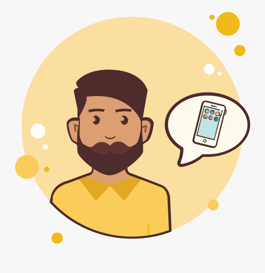 Man With Beard Smartphone Icon - Clip Art, Transparent Clipart