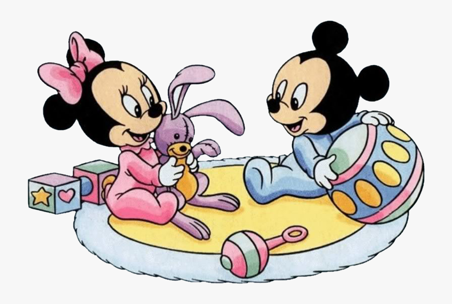 Disney Baby Clipart Ba Mickey Minnie On Rug Ch De Beb - Baby Mickey And Minnie Coloring Pages, Transparent Clipart