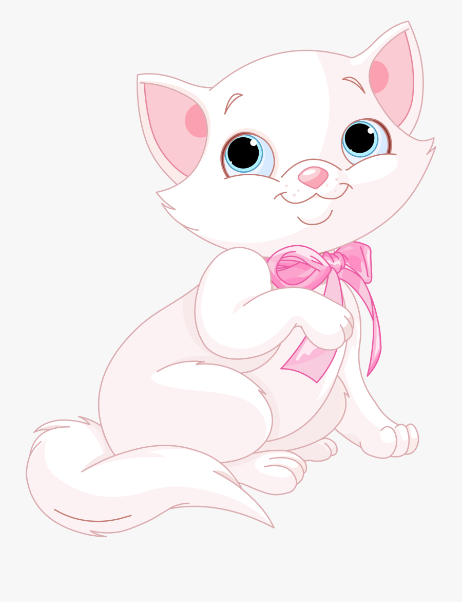 Cute Pink And White Cat Png Clipart Image - White Cat Clipart Png, Transparent Clipart