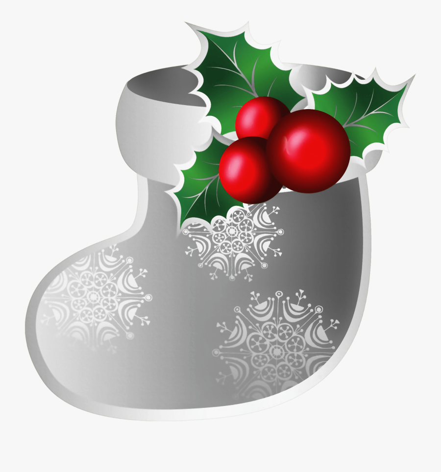 Silver Christmas Clip Art Png - Silver Christmas Stocking Clip Art, Transparent Clipart