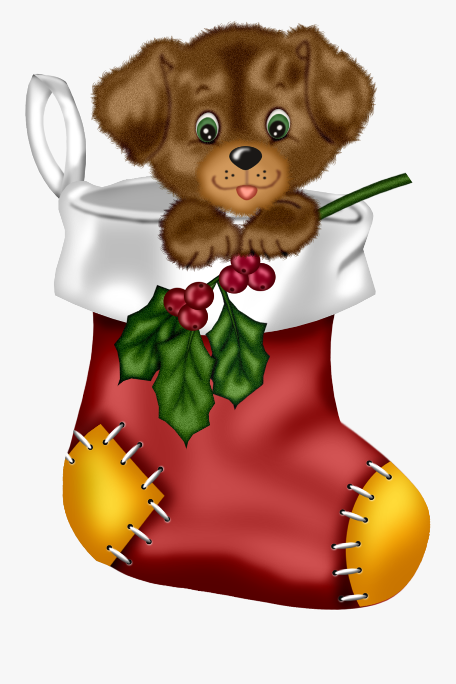 Transparent Stocking Clipart - Christmas Puppy Clipart, Transparent Clipart