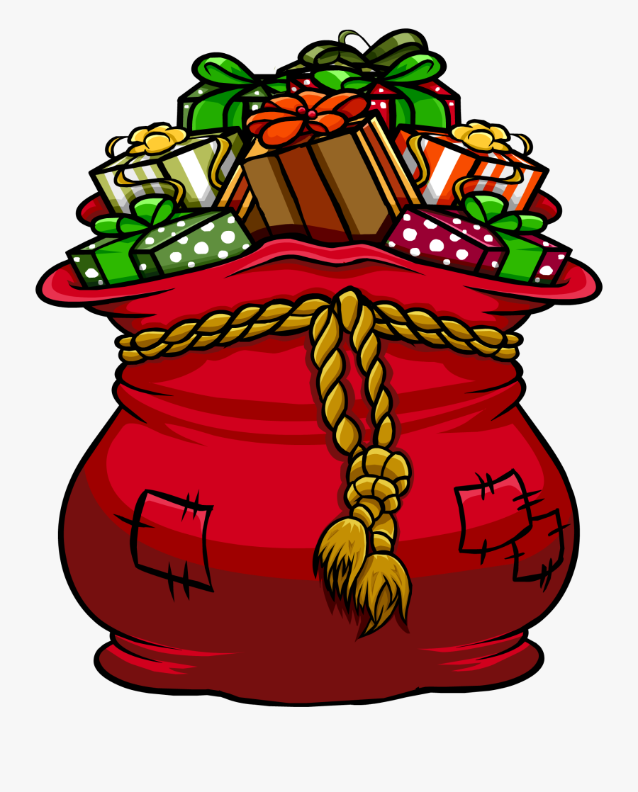 Free Santa Sleigh With Present Clipart - Santas Sack Of Presents, Transparent Clipart
