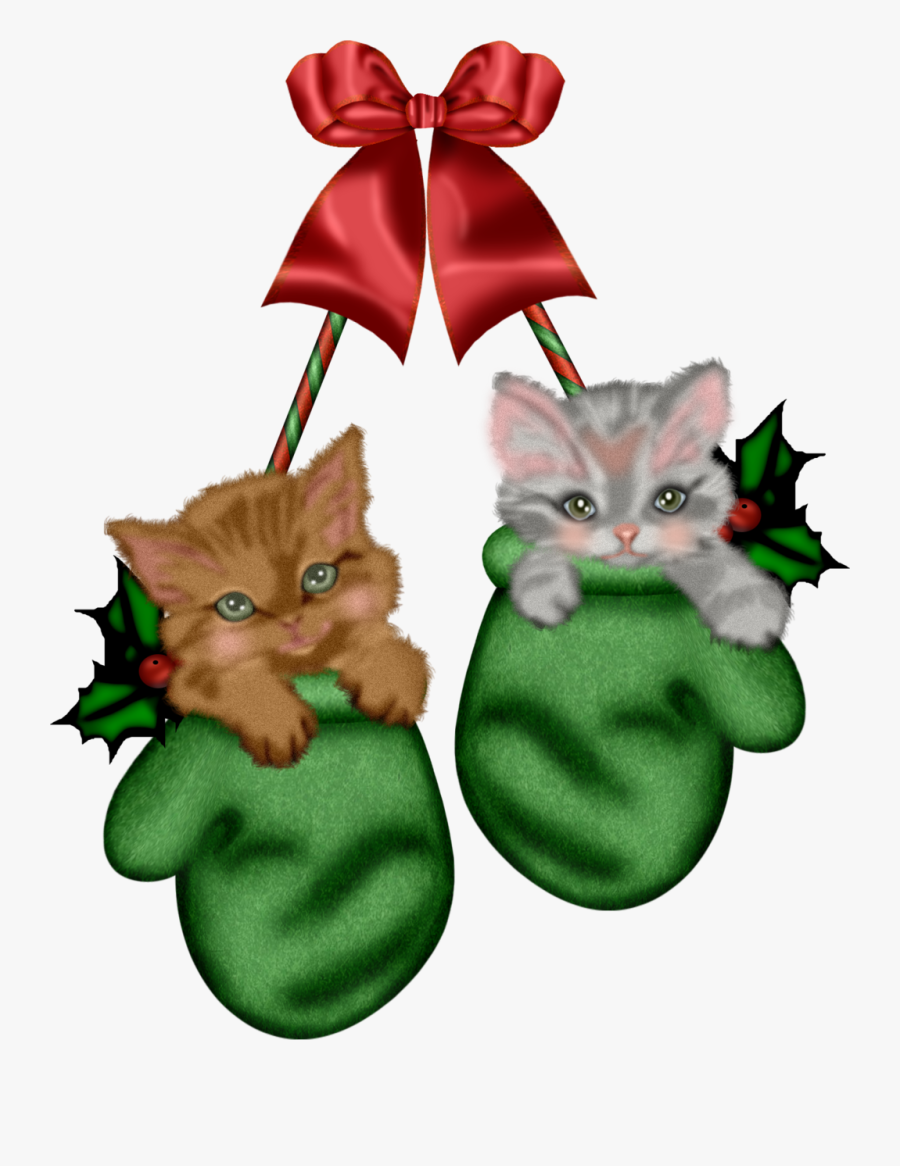 Christmas Kitty Mittens Clip Art - Christmas Day, Transparent Clipart