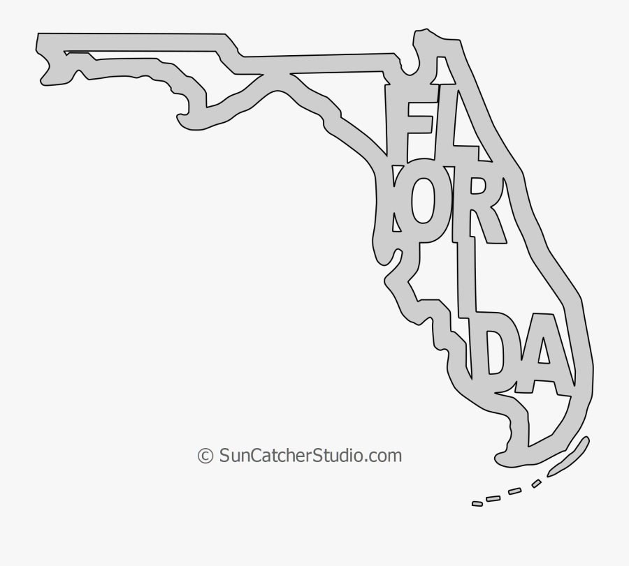 Black And White Florida Map Clip Art, Transparent Clipart