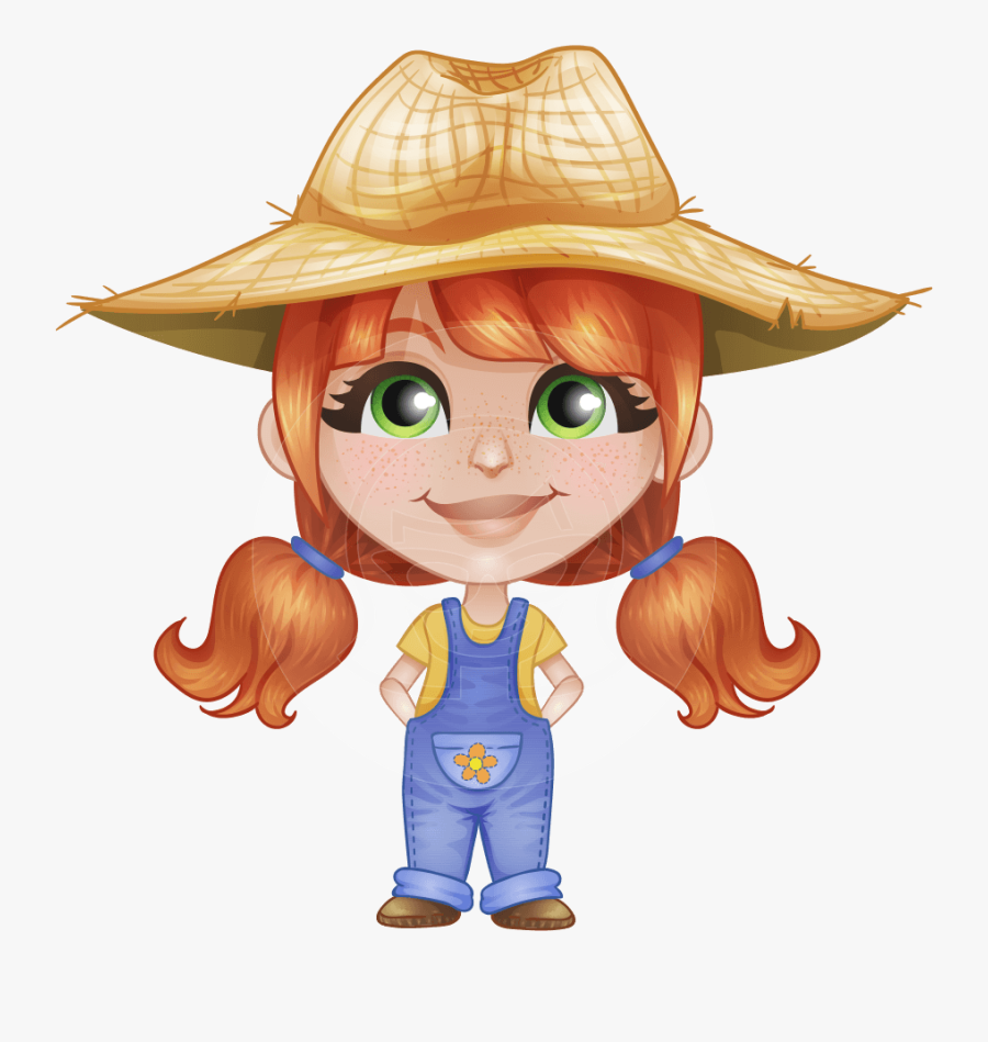 Angry Clipart Farmer - Girl With Hat Cartoon, Transparent Clipart