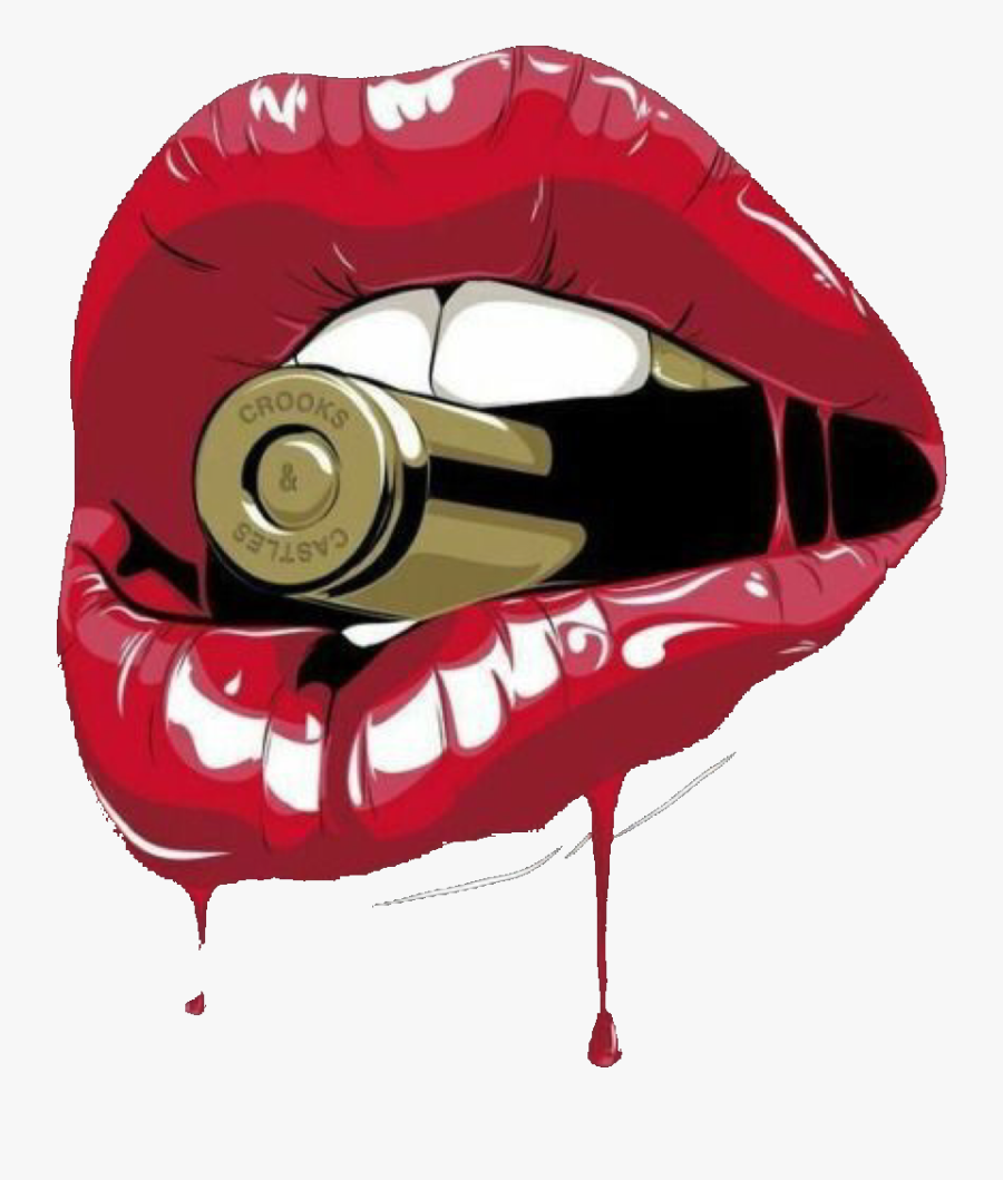#lips #bullet #freetoedit - Lips With Bullet In Teeth, Transparent Clipart