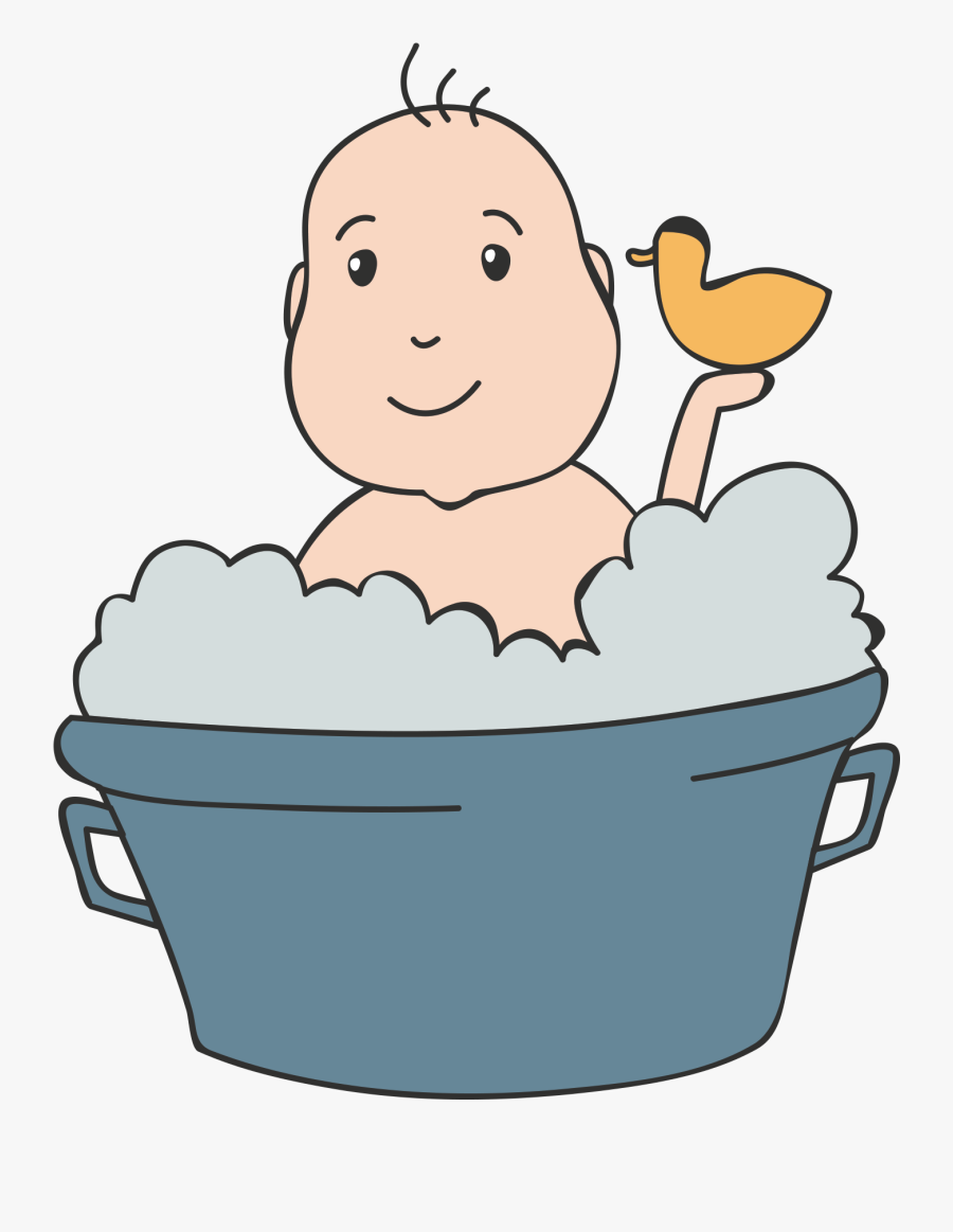 Baby In Bath Tub Vector - Cartoon, Transparent Clipart