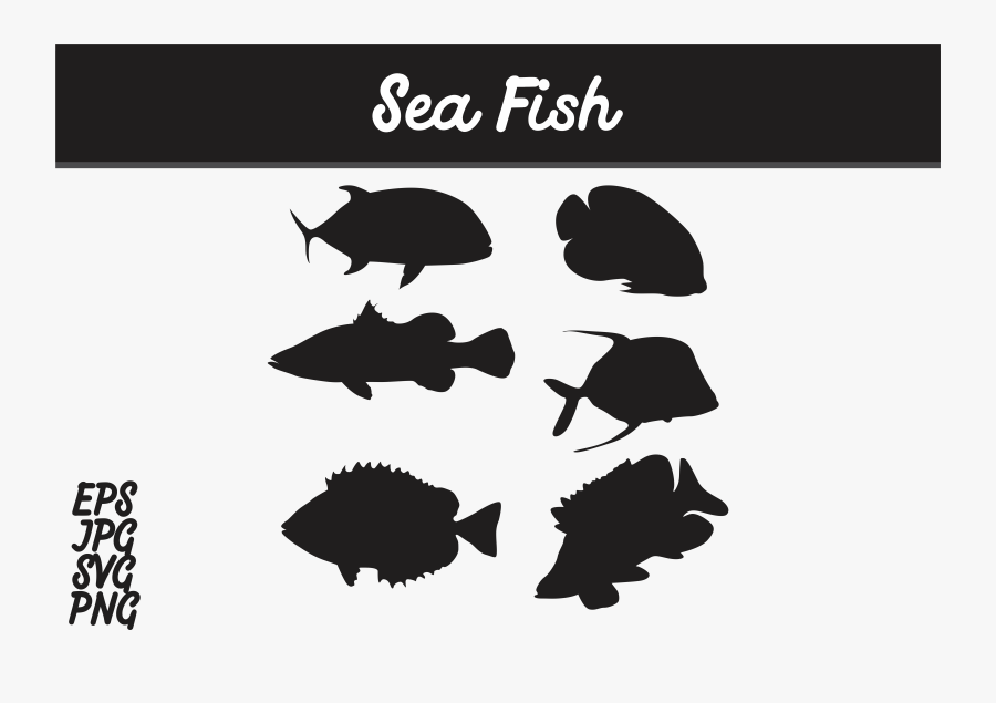 Sea Fish Silhouette Svg Vector Image Graphic By Arief - Batik Mega Mendung Vector Png, Transparent Clipart