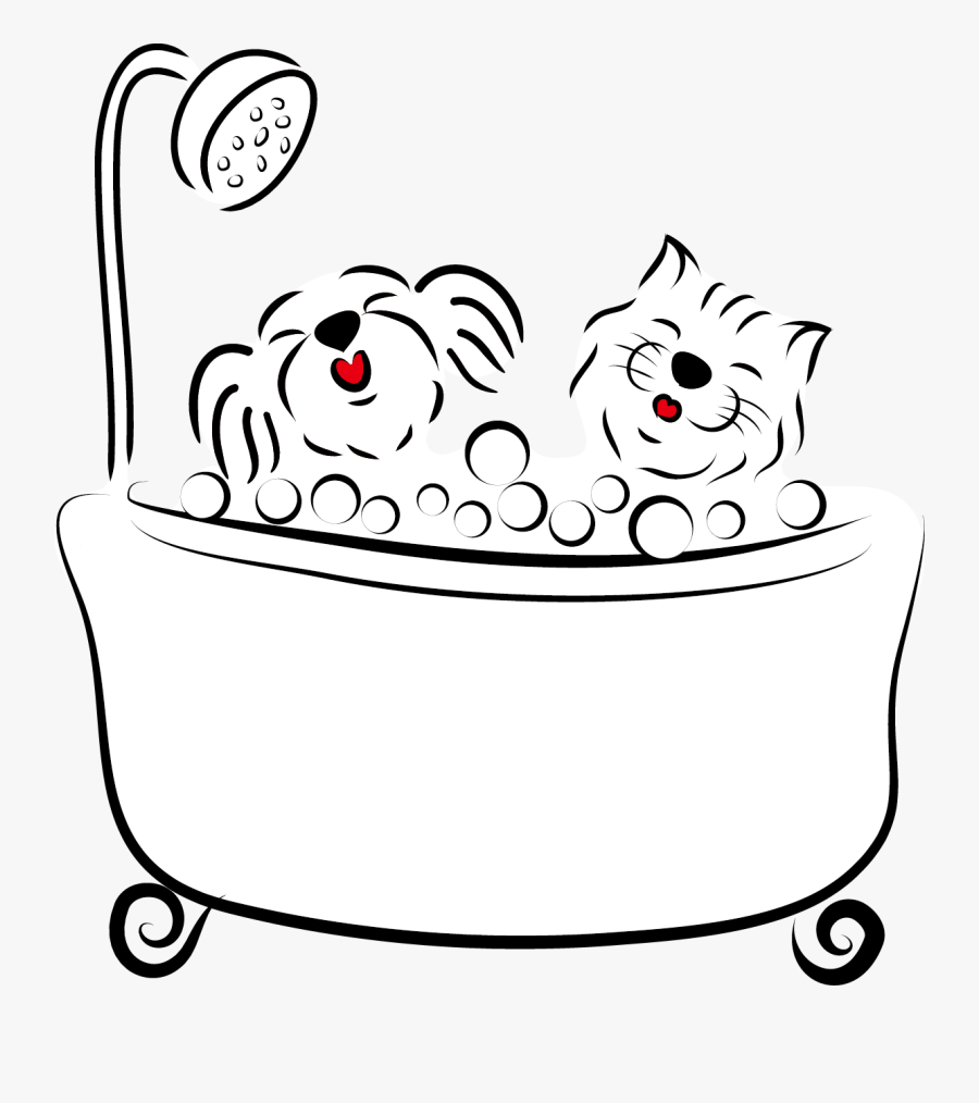 Transparent Puppy Clip Art - Dog Bath Drawing Png, Transparent Clipart