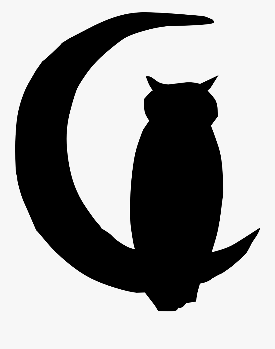 Black, Outline, Moon, Silhouette, Cartoon, Bird, Owl - Transparent Owl Silhouette, Transparent Clipart