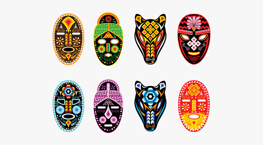 Huichol Mask Vector - Chameleon Color Tops Markers, Transparent Clipart