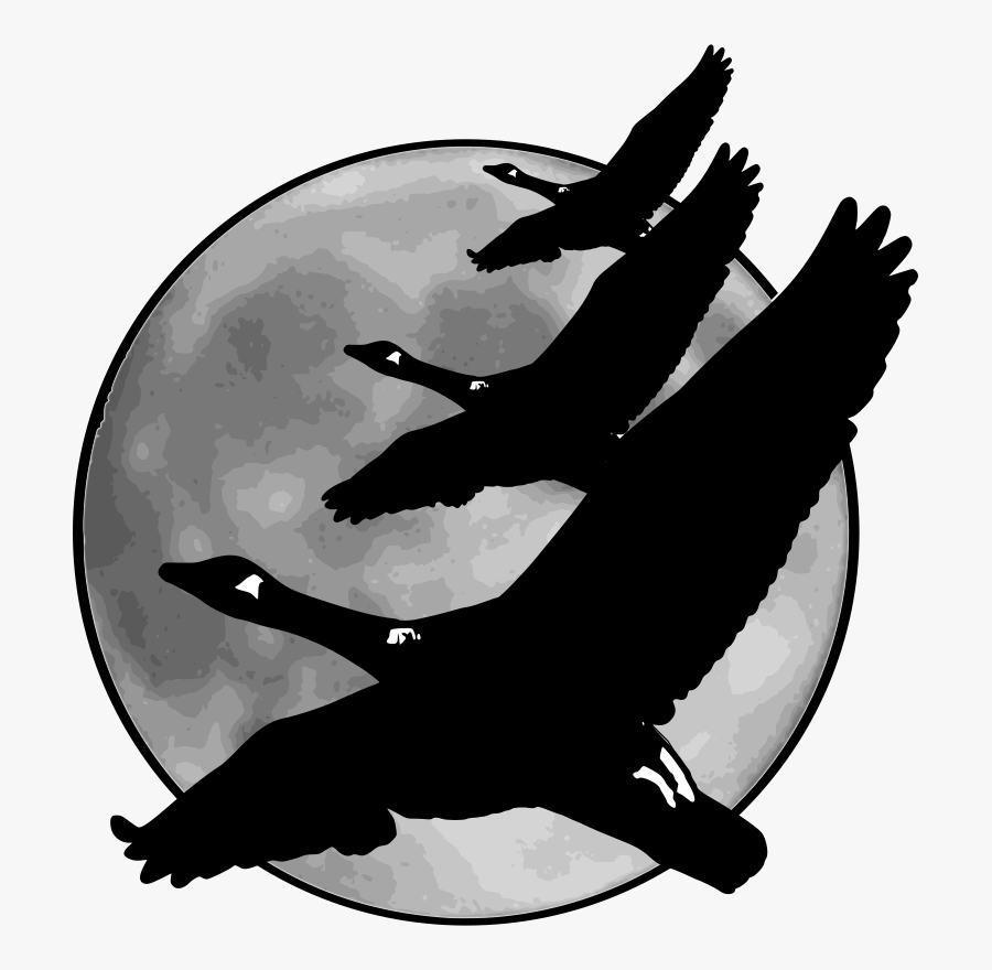 Transparent Goose Clipart Black And White - Birds On Moon Clipart Black & White, Transparent Clipart