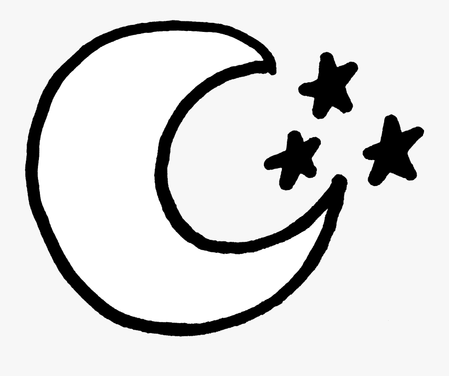 Black And White Moon Line Art - Moon Clipart Png Black And White, Transparent Clipart