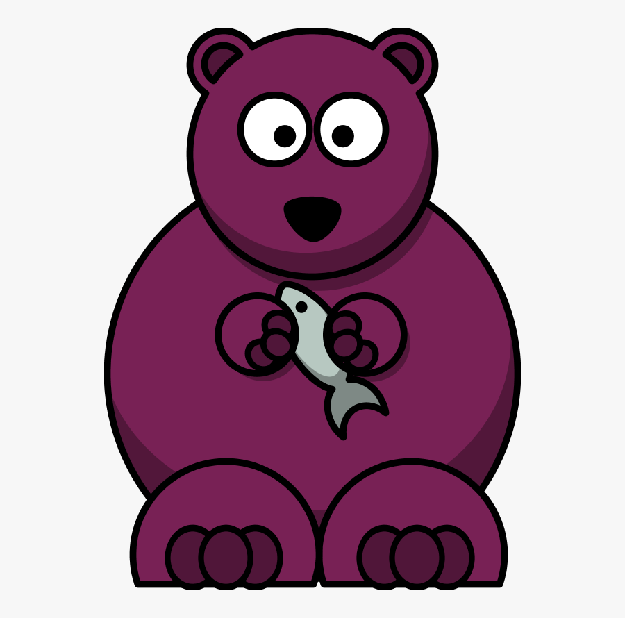 Bear Holding A Fish Comic - Cartoon Bear With Fish, Transparent Clipart