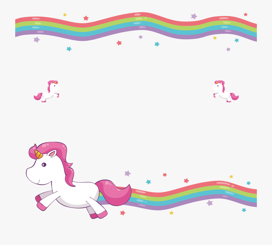 Decorative Cute Unicorn Rainbow Blanket Invitation - Unicorn Frames And Borders, Transparent Clipart