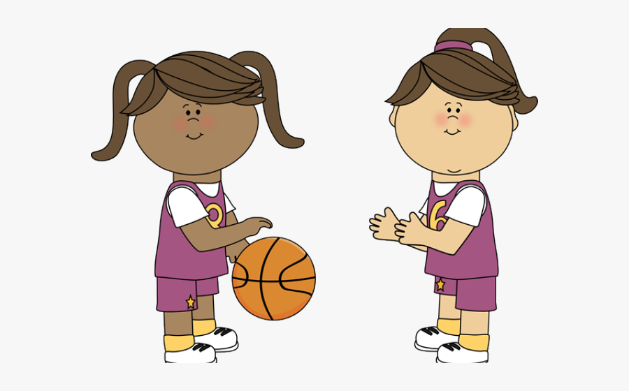 Cartoon Girl Basketball Team, Transparent Clipart