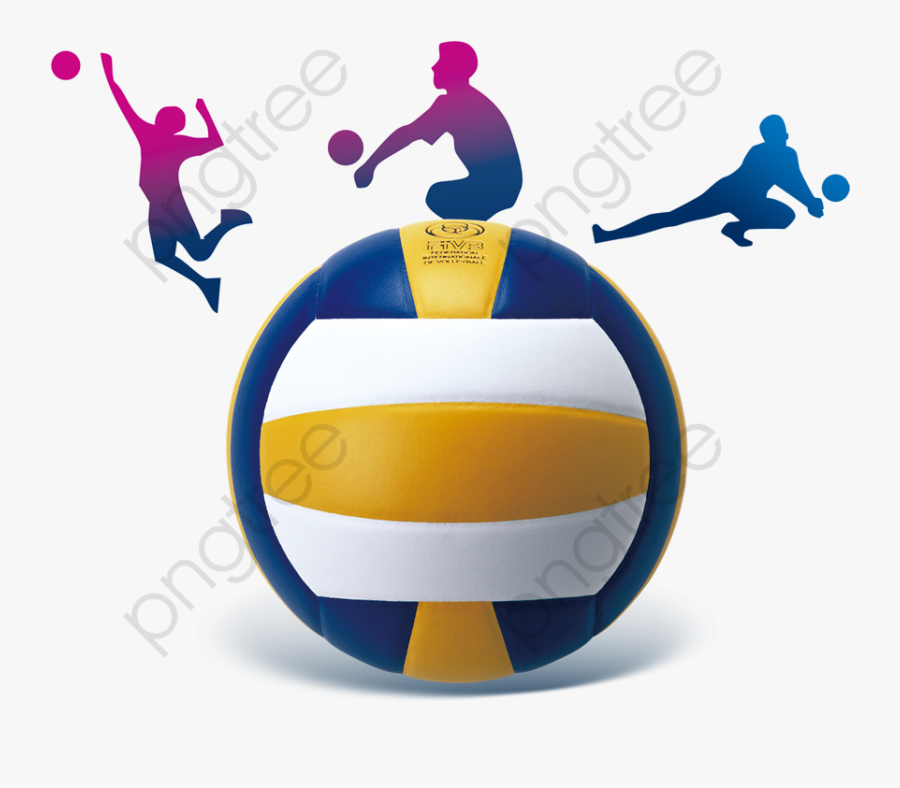 Volleyball And Silhouette Figures - Volleyball Playing Player Png, Transparent Clipart
