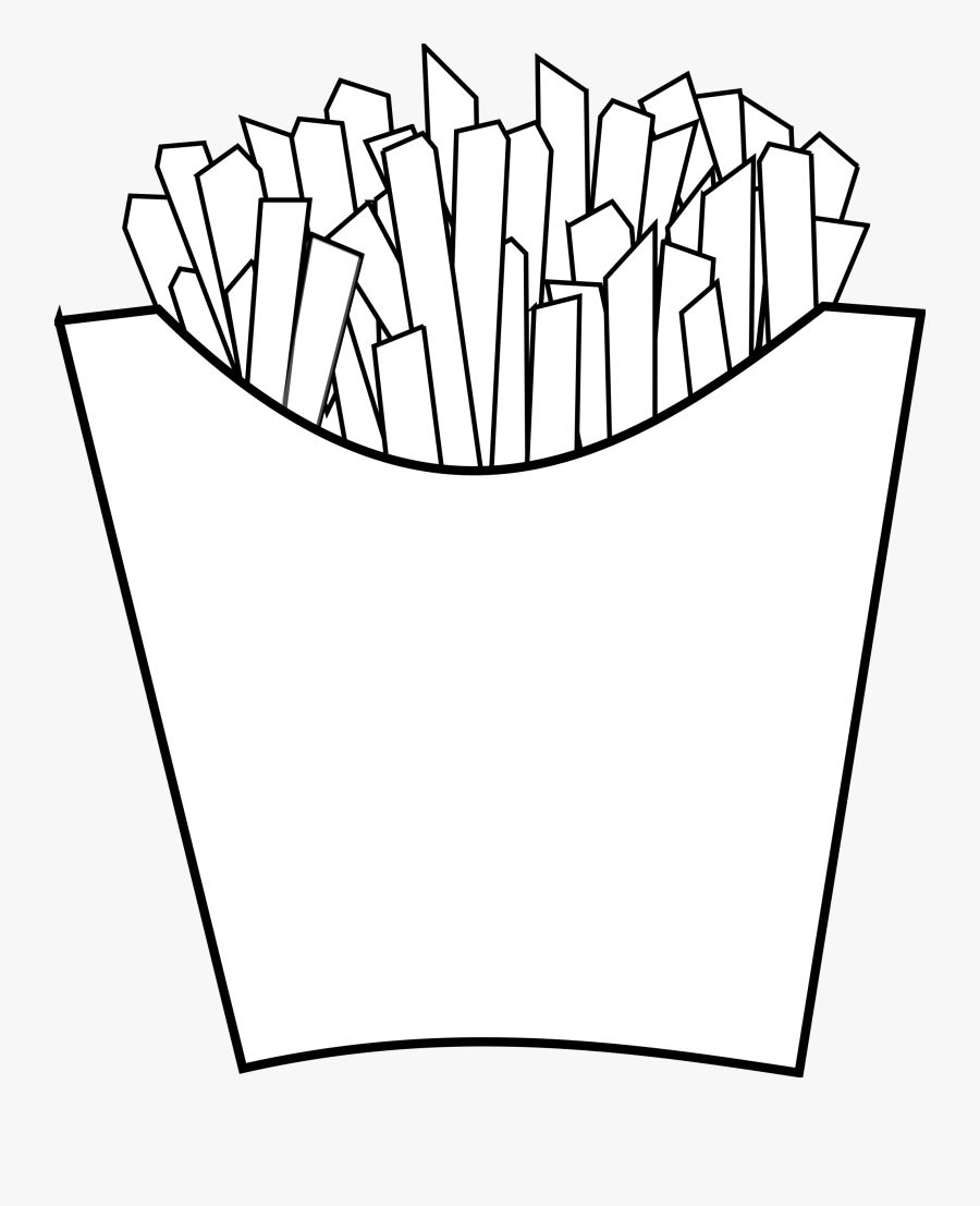 Chips Clipart Black And White - Outline Of French Fries, Transparent Clipart