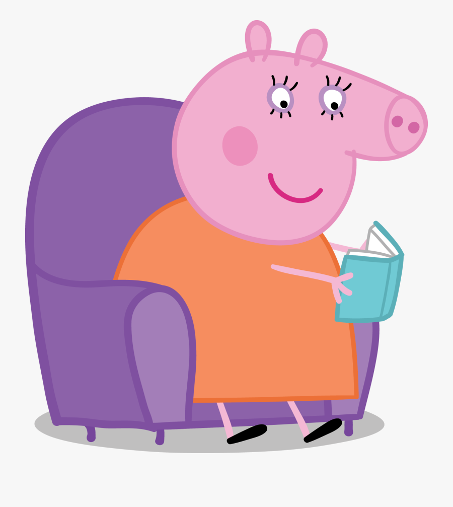 Peppa Pig - Peppa Pig Reading A Book, Transparent Clipart