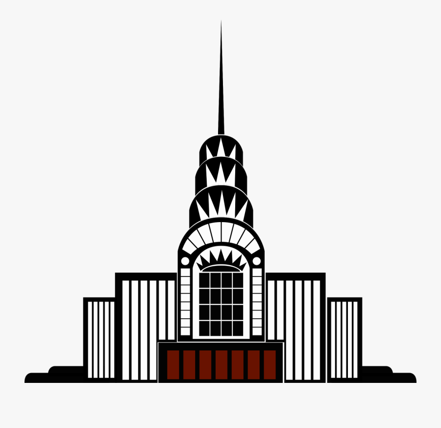 Vintage, Clip Art, Building, Art Deco, High Rise - Art Deco Building Clipart, Transparent Clipart