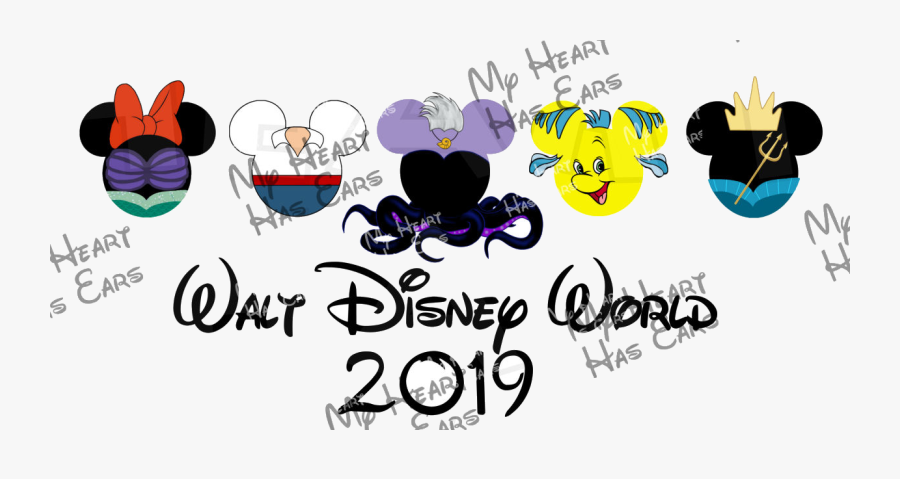 Disney World Ariel And Gang In Mickey Mouse Ears Head - Disney World Logo 2018, Transparent Clipart