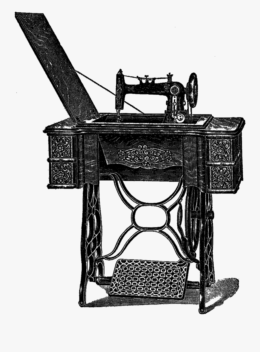 Table Vintage Sewing Machine - Maquina De Coser Con Mesa Png, Transparent Clipart