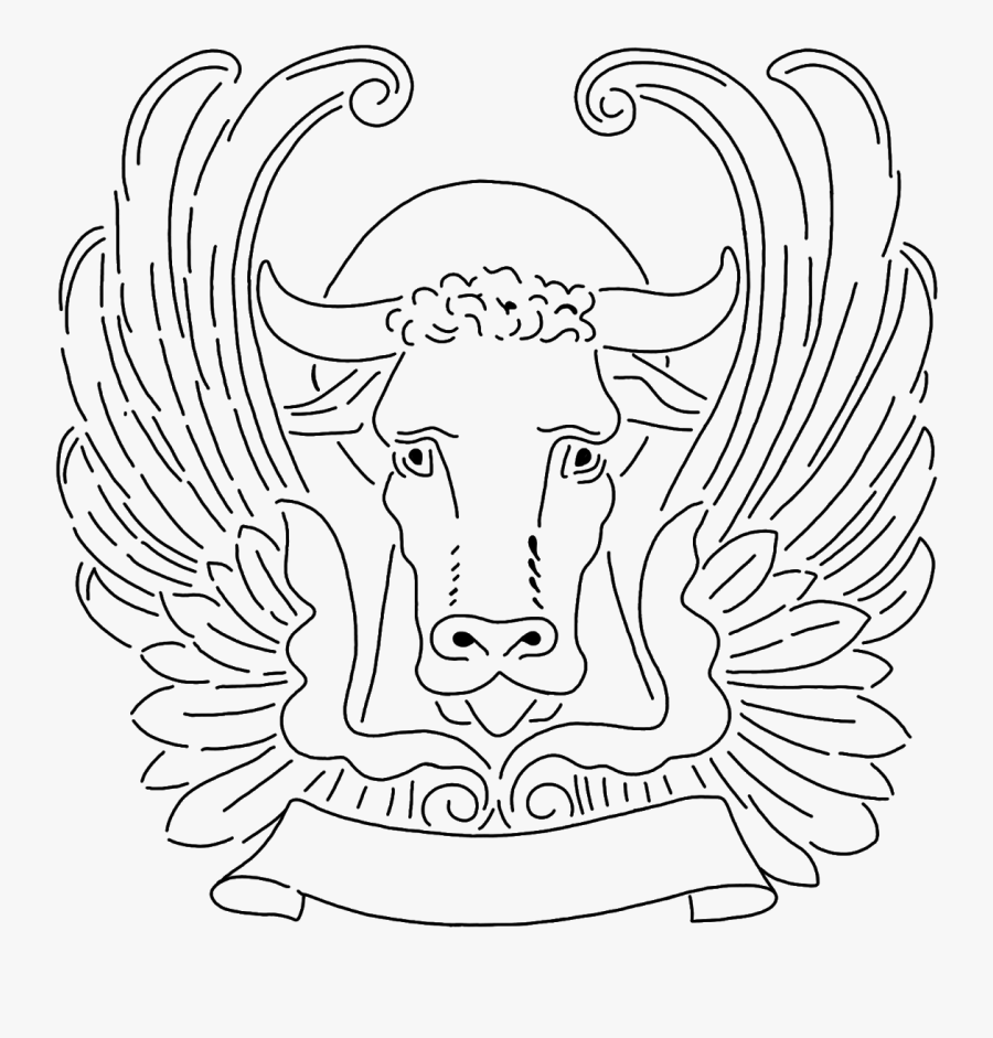 Free Black Outline Stencil Clip Art - Bull, Transparent Clipart