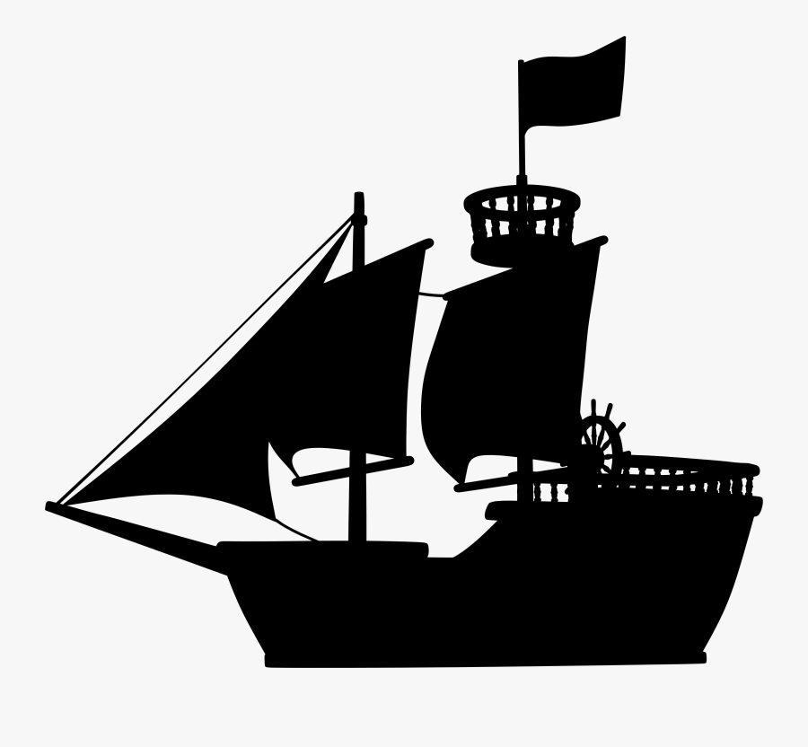 Medieval Ship Silhouette - Pirate Ship Silhouette Png, Transparent Clipart